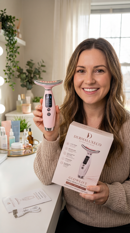 GlowLift Facial Tool by Dermaluxe Co. Sculpt & Depuff Face Massager Daily Glow Routine Essential